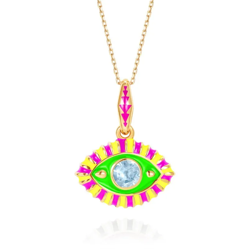 Wholesale Titanium Steel Diamond Devil's Eye Necklace