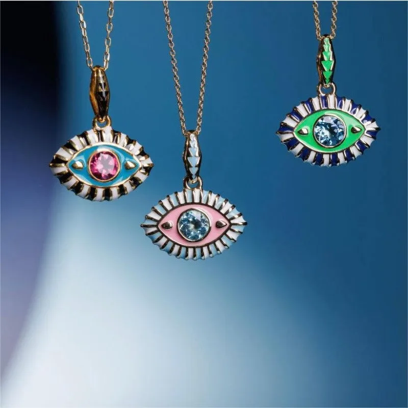 Wholesale Titanium Steel Diamond Devil's Eye Necklace