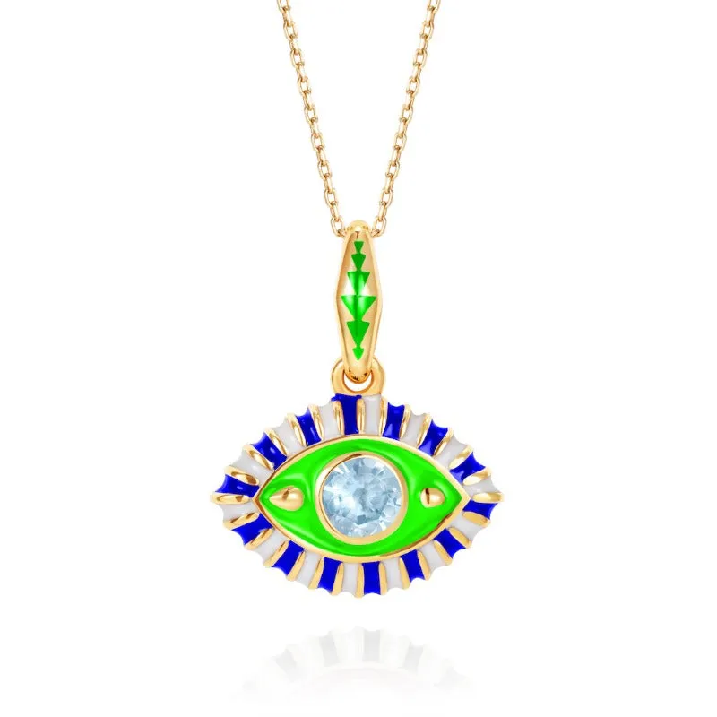Wholesale Titanium Steel Diamond Devil's Eye Necklace