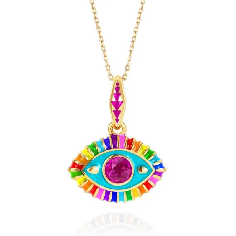 Wholesale Titanium Steel Diamond Devil's Eye Necklace