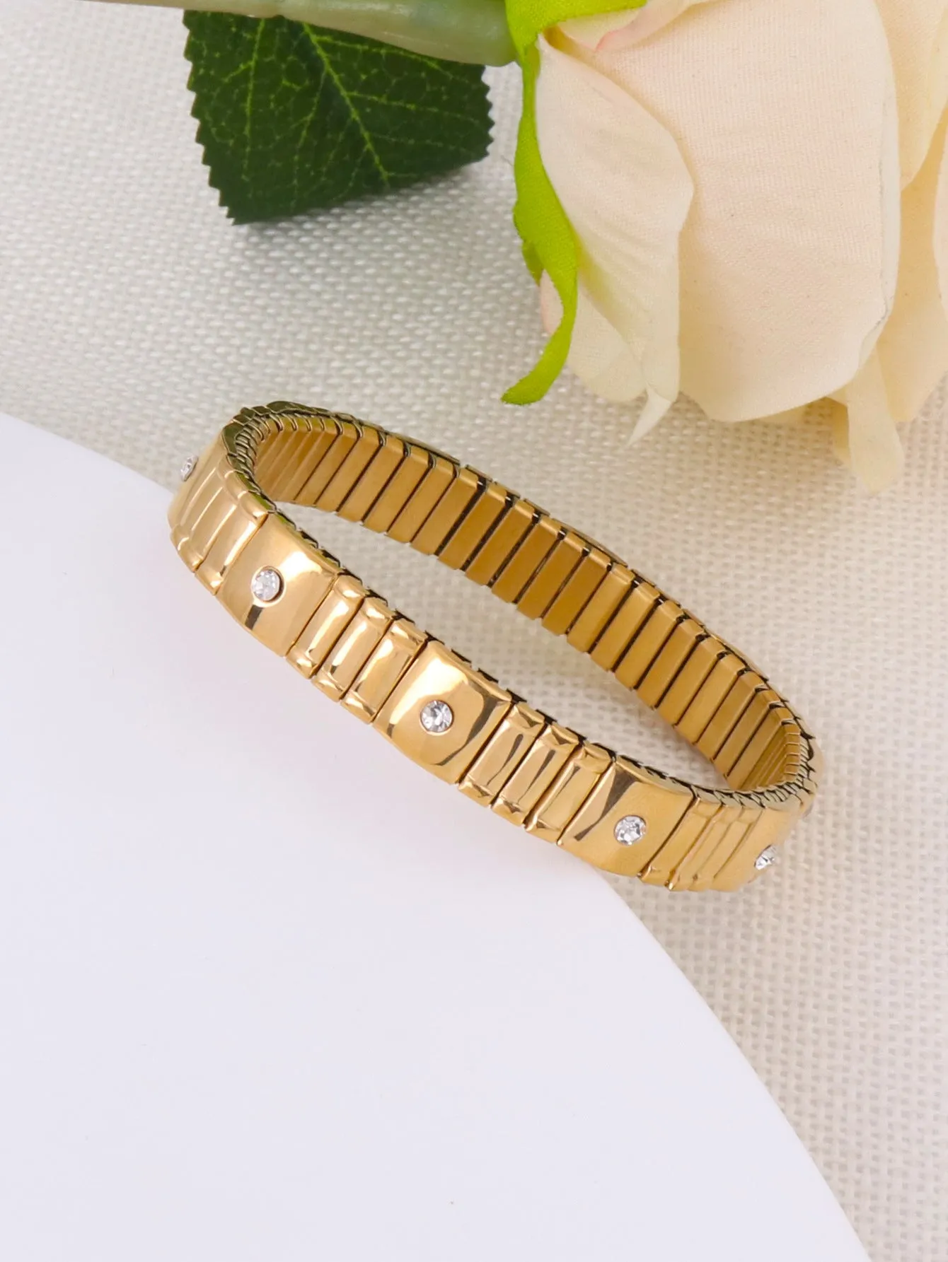 Wholesale Titanium Steel Diamond Stretch Bracelet