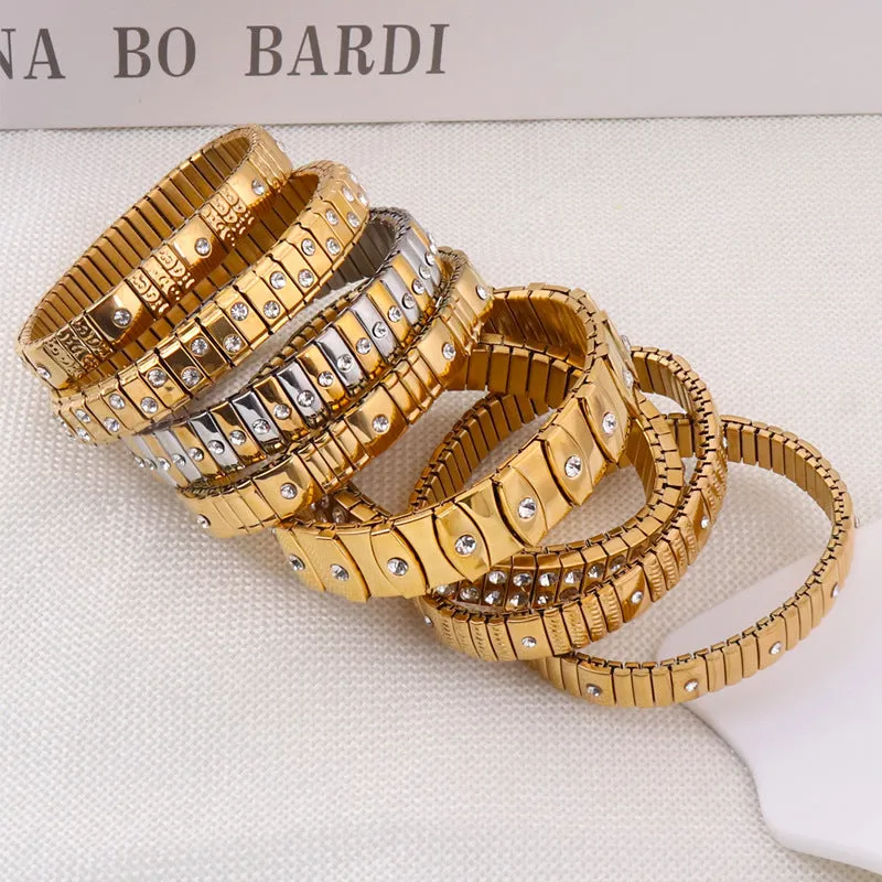 Wholesale Titanium Steel Diamond Stretch Bracelet light_wish_jewels
