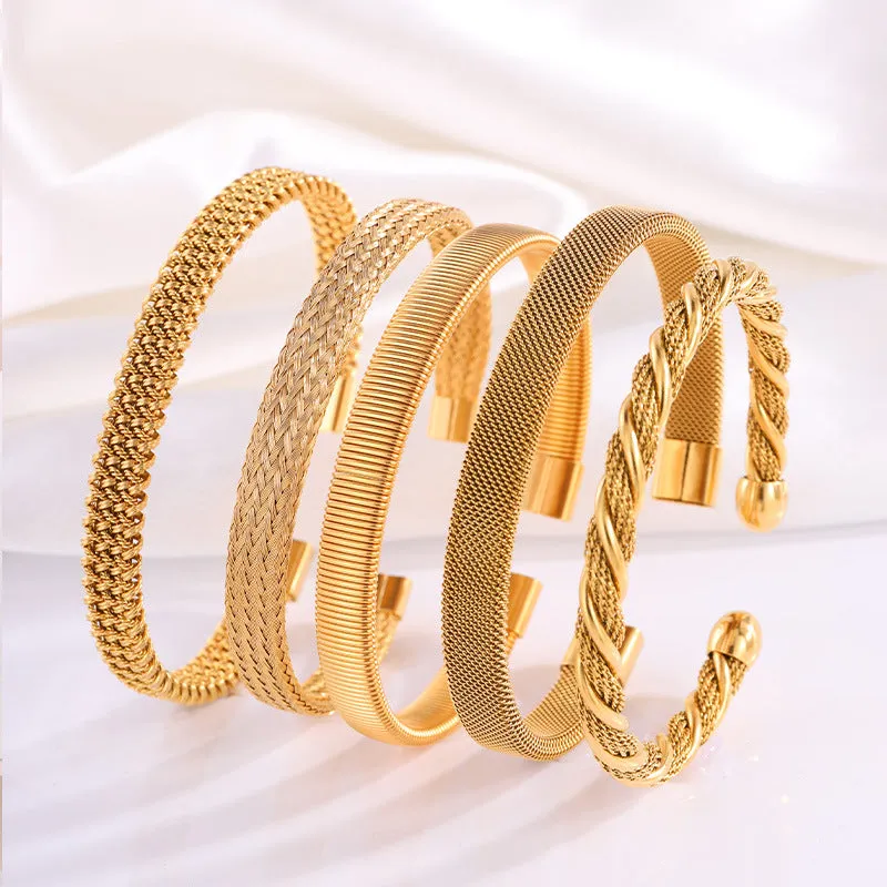 Wholesale Titanium Steel Elastic Irregular Open Bracelet light_wish_jewels