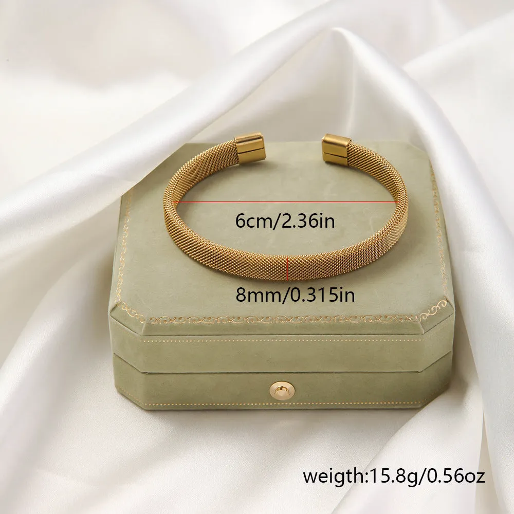 Wholesale Titanium Steel Elastic Irregular Open Bracelet