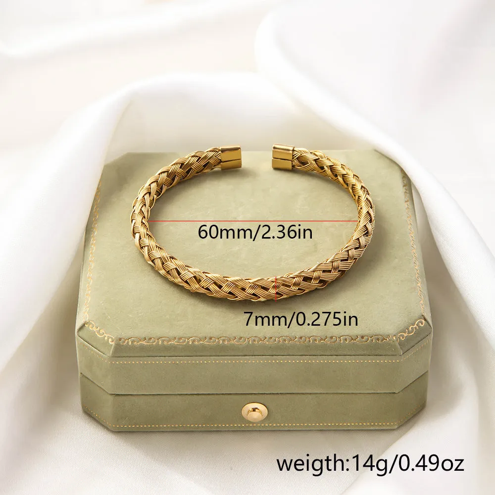 Wholesale Titanium Steel Elastic Irregular Open Bracelet