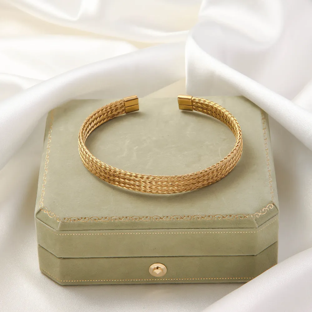 Wholesale Titanium Steel Elastic Irregular Open Bracelet