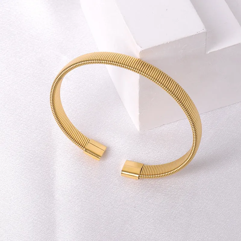 Wholesale Titanium Steel Elastic Irregular Open Bracelet