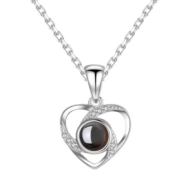 Wholesale Titanium Steel Heart Projection Necklaces