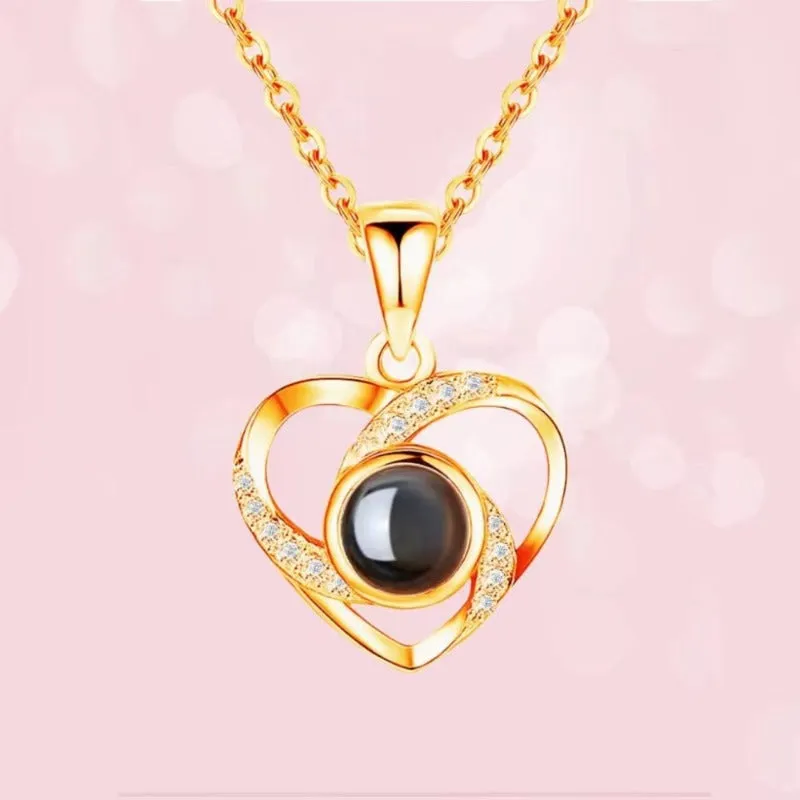 Wholesale Titanium Steel Heart Projection Necklaces