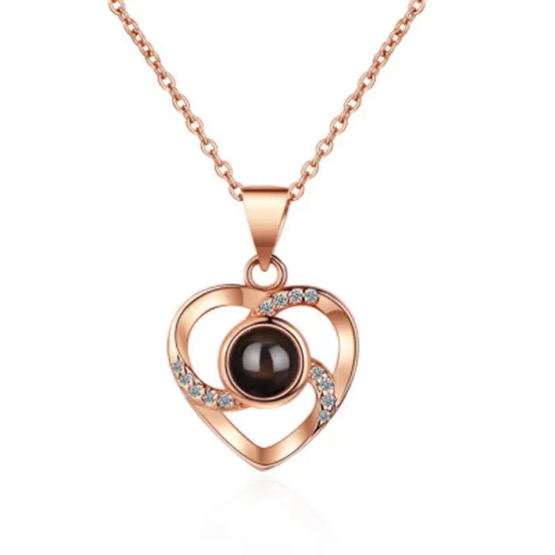 Wholesale Titanium Steel Heart Projection Necklaces light_wish_jewels