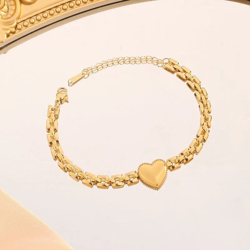 Wholesale Titanium steel heart strap thick chain bracelet light_wish_jewels
