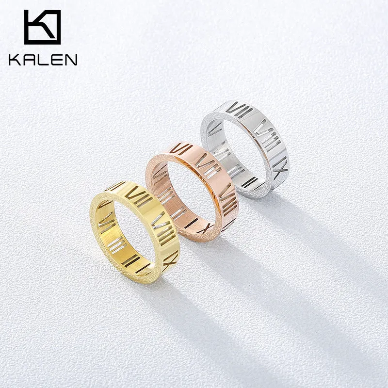 Wholesale Titanium Steel Hollow Roman Numeral Rings light_wish_jewels