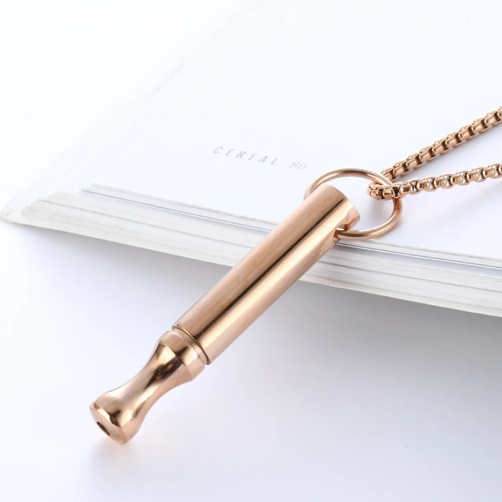 Wholesale Titanium Steel Mindfulness Breathing Meditation Calming Waist Round Tube Whistle Stress Relief Necklaces