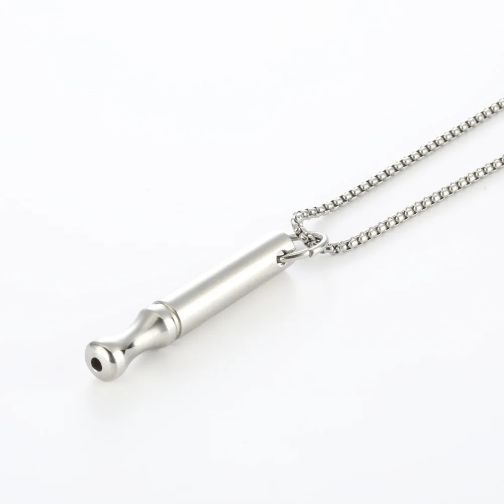 Wholesale Titanium Steel Mindfulness Breathing Meditation Calming Waist Round Tube Whistle Stress Relief Necklaces