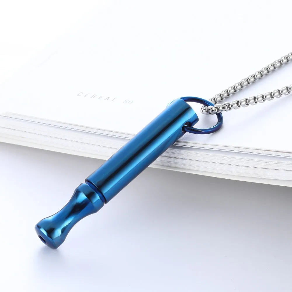 Wholesale Titanium Steel Mindfulness Breathing Meditation Calming Waist Round Tube Whistle Stress Relief Necklaces