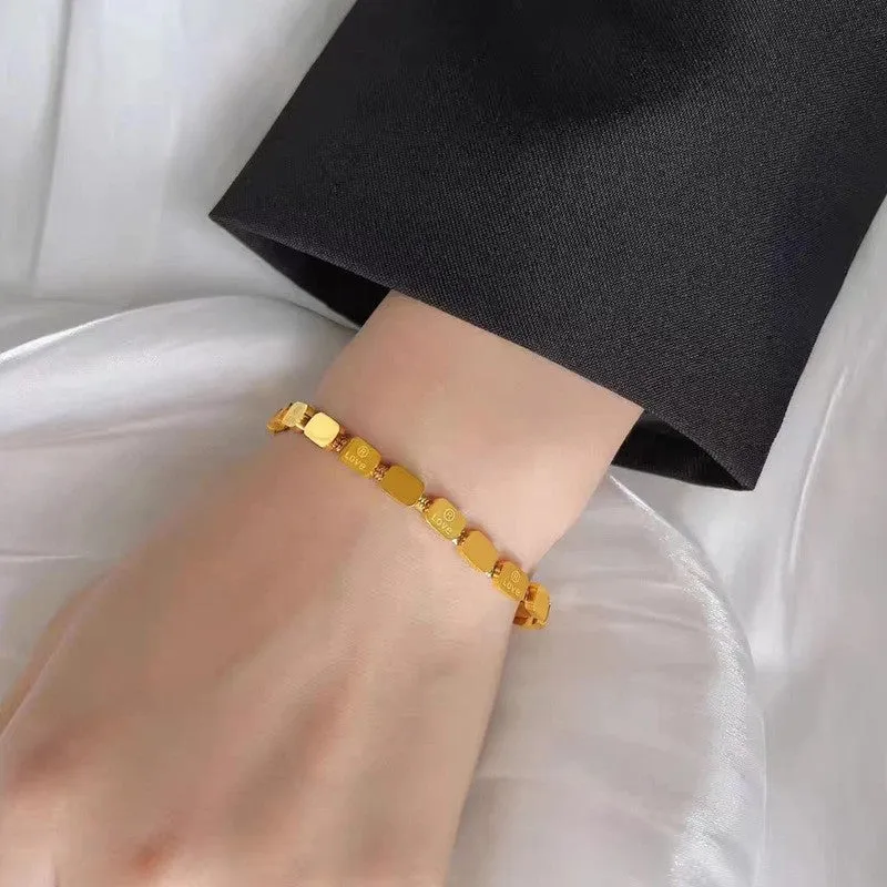 Wholesale Titanium steel non-fading retro LOVE square snake bone bracelet for women light_wish_jewels