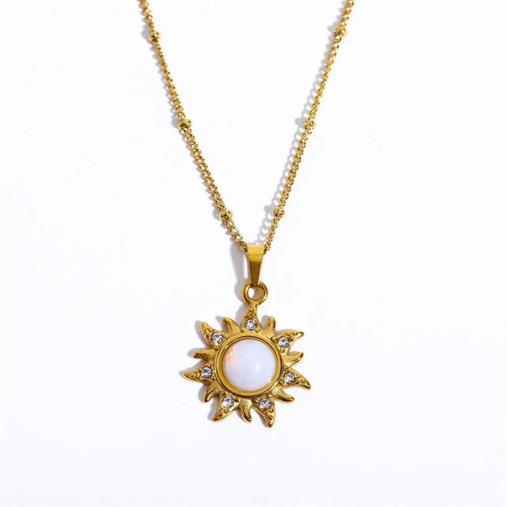 Wholesale Titanium Steel Opal Abstract Sun Pendant