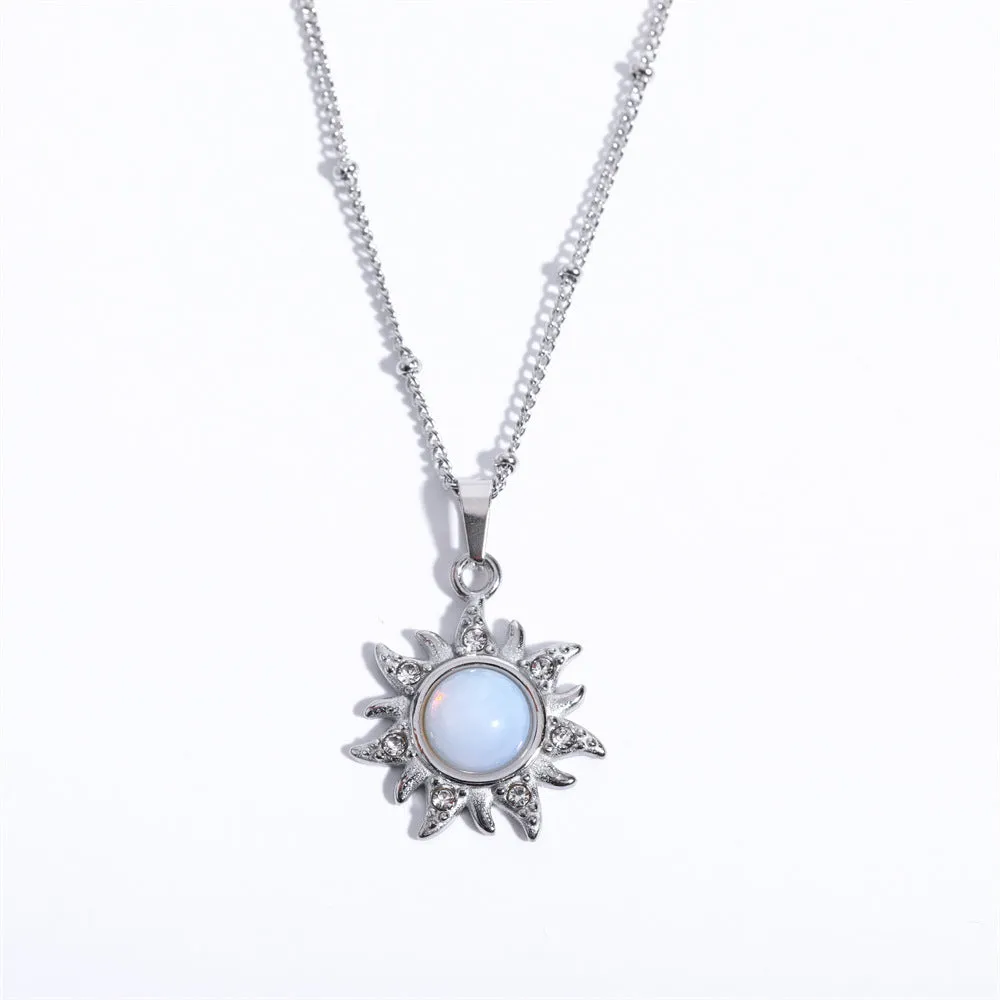 Wholesale Titanium Steel Opal Abstract Sun Pendant