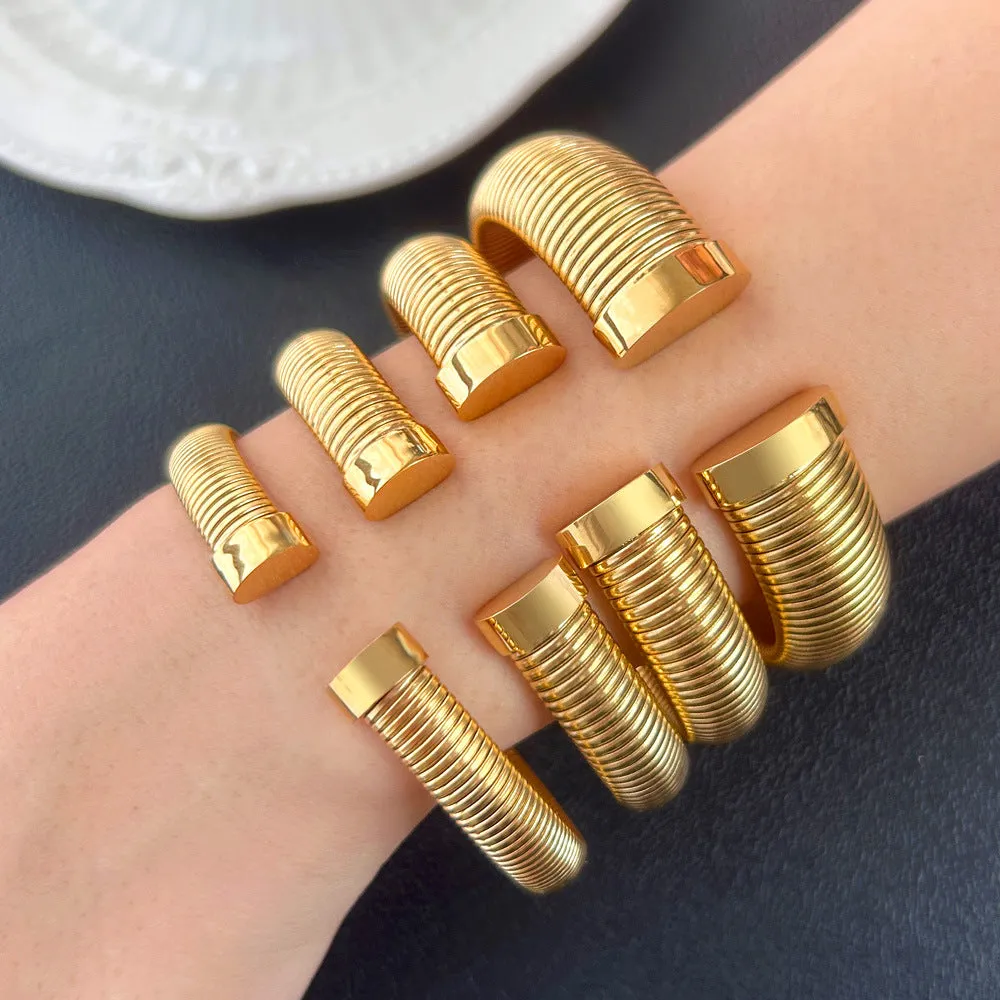 Wholesale Titanium Steel Open Fashion Versatile Gold Plated Bracelet light_wish_jewels