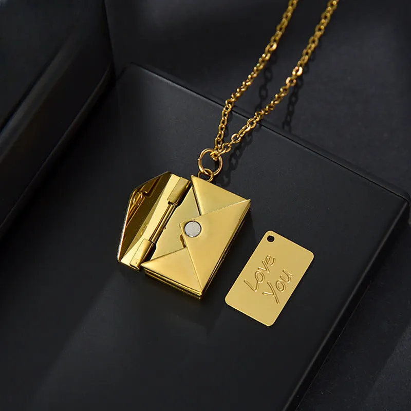Wholesale Titanium Steel Openable Envelope Necklace light_wish_jewels