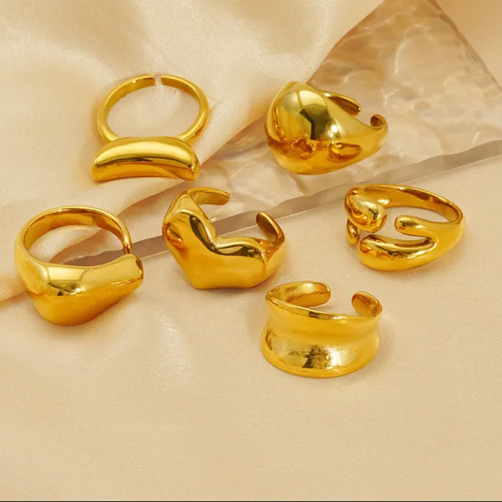 Wholesale Titanium steel ring for women, exaggerated love irregular smooth open ring for women light_wish_jewels