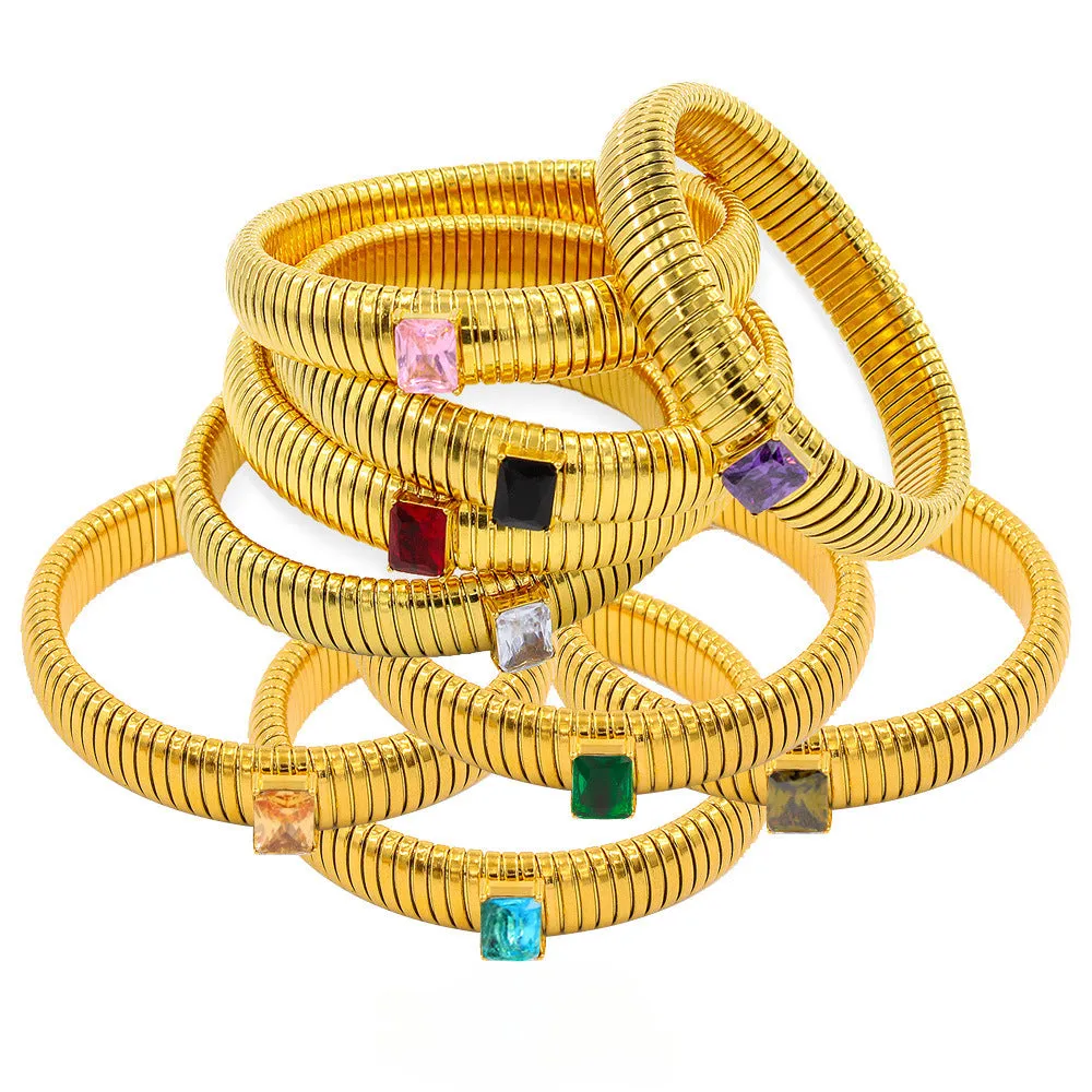 Wholesale Titanium Steel Square Zircon 18K Gold Stainless Steel Bracelet light_wish_jewels