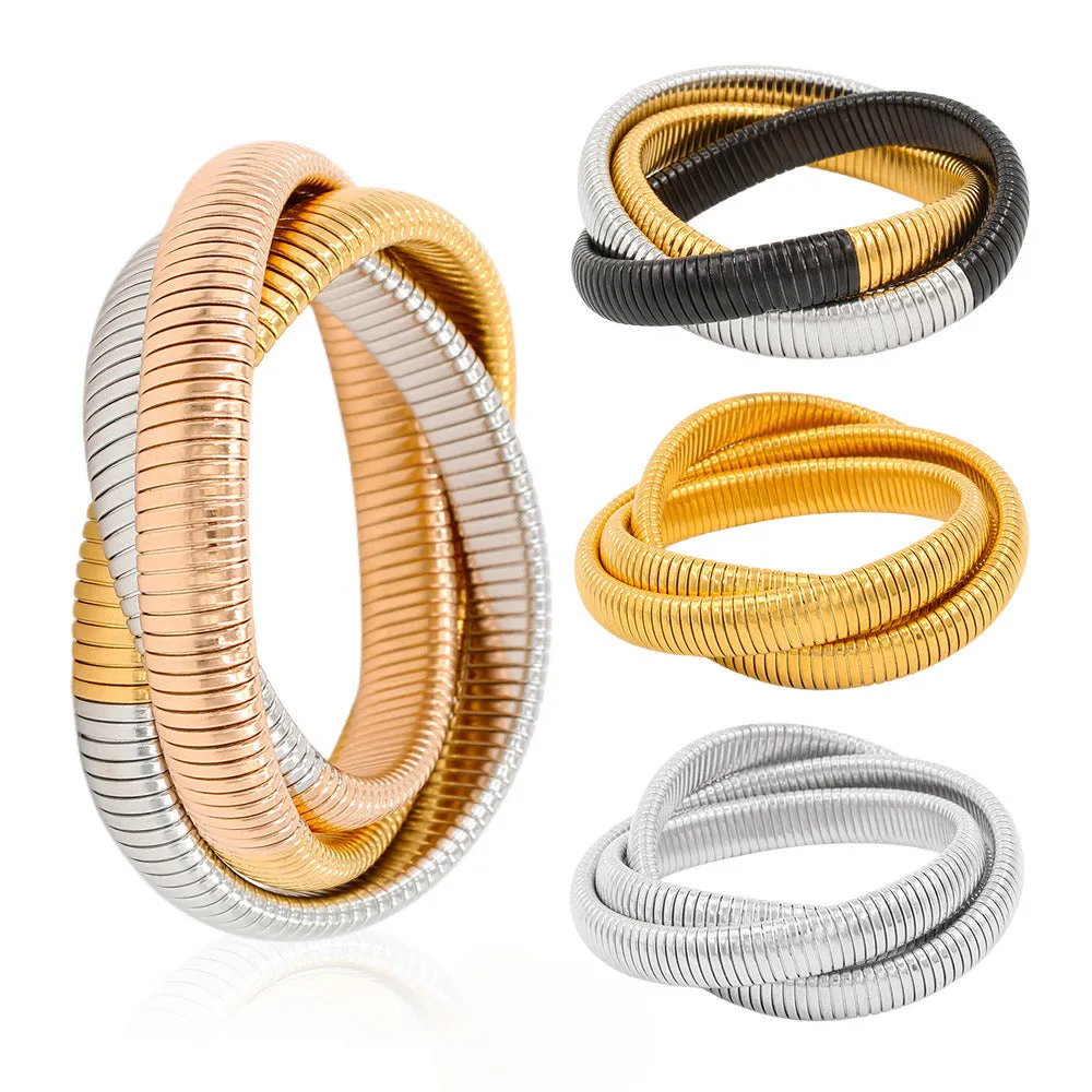 Wholesale Titanium Steel Three -layer Wound Vacuum 18K Gold -plated Bracelet light_wish_jewels