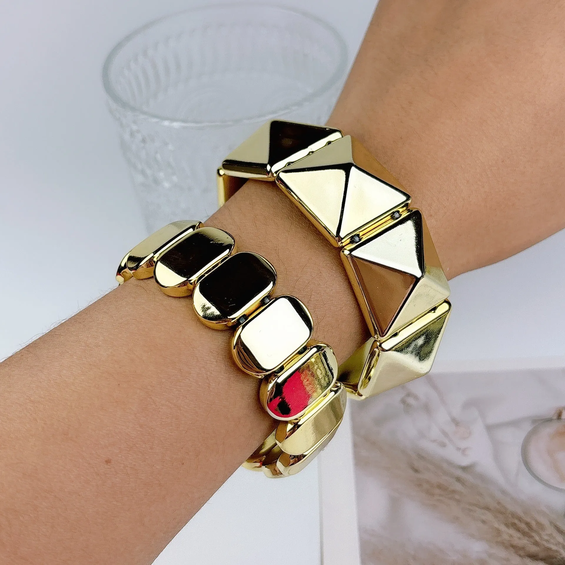 Wholesale trend street photography personality simple spiral pattern snake square stitching bracelet light_wish_jewels