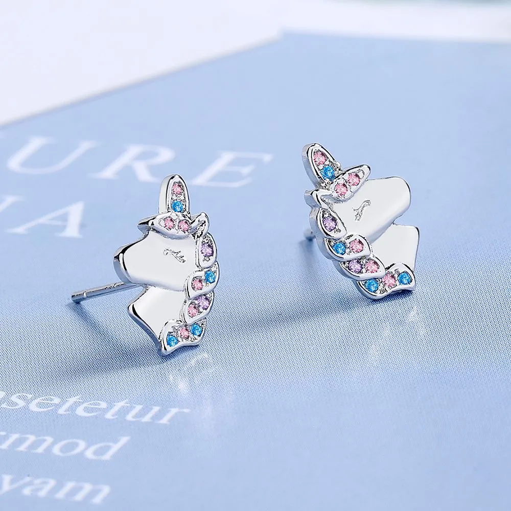 Wholesale Unicorn Rainbow Copper Earrings