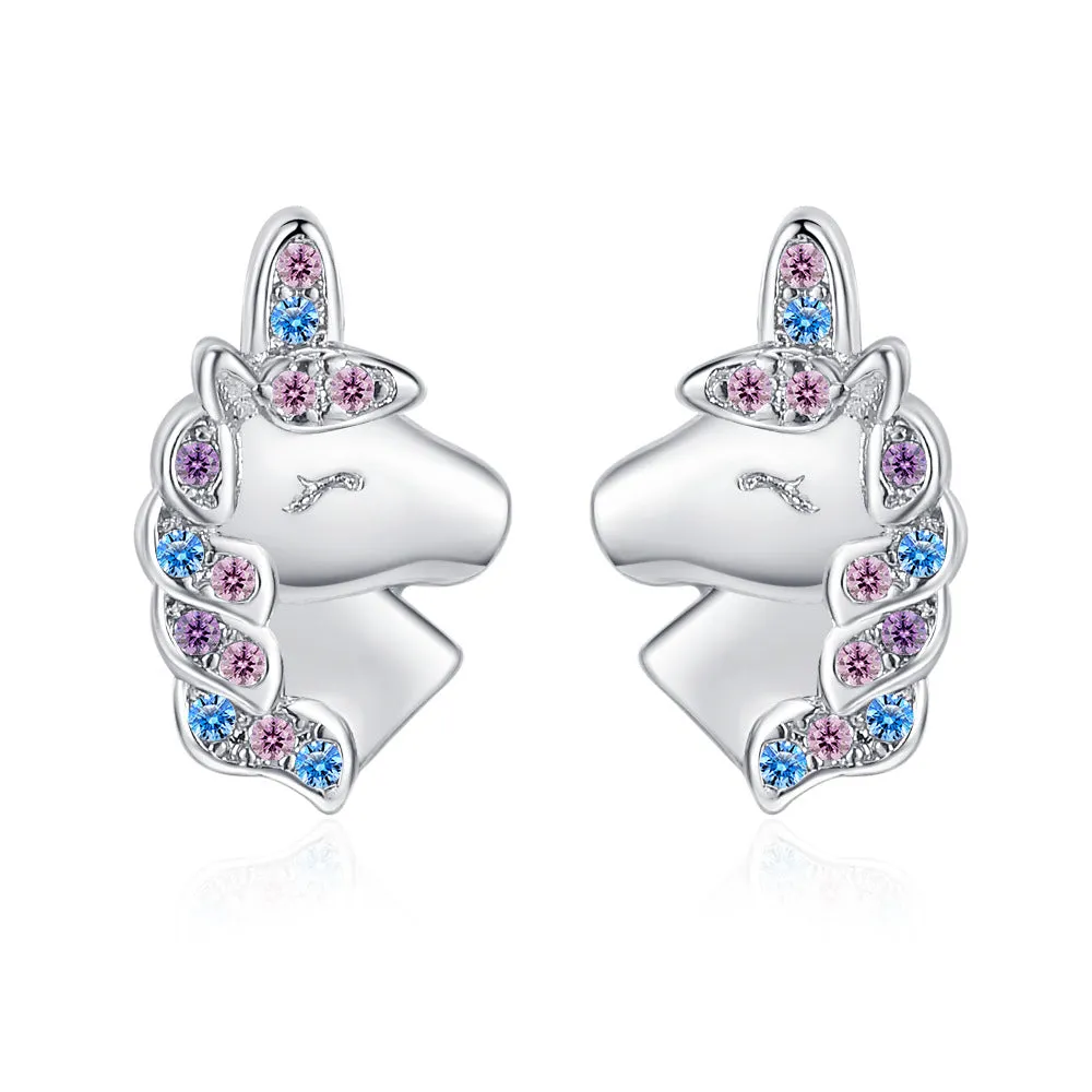 Wholesale Unicorn Rainbow Copper Earrings