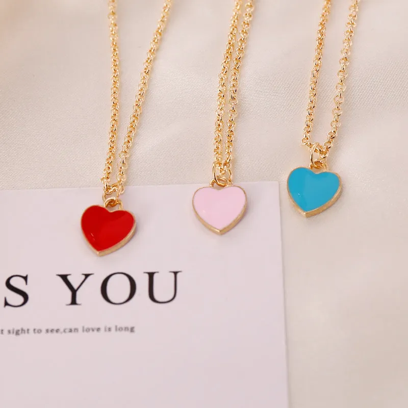 Wholesale Valentine's Day Love Double Sided Oil Drop Necklace