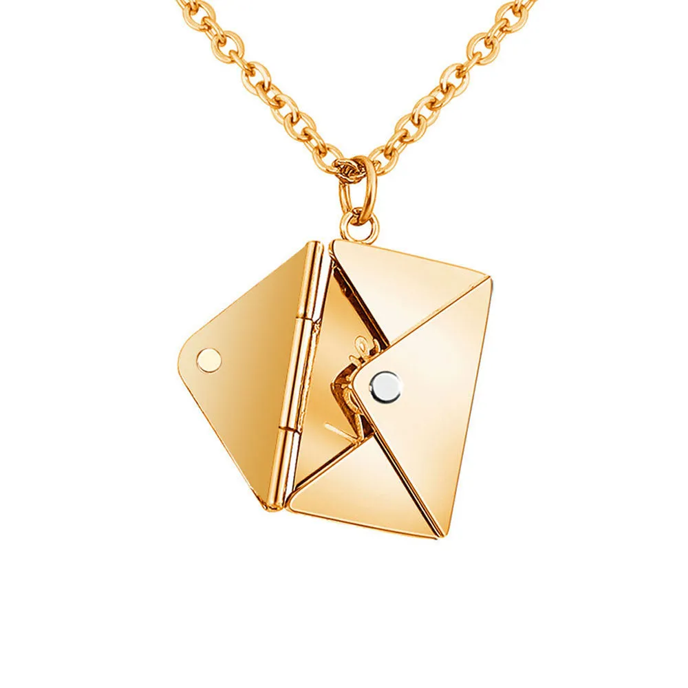 Wholesale Vintage Art Envelope Letter Stainless Steel Necklace light_wish_jewels