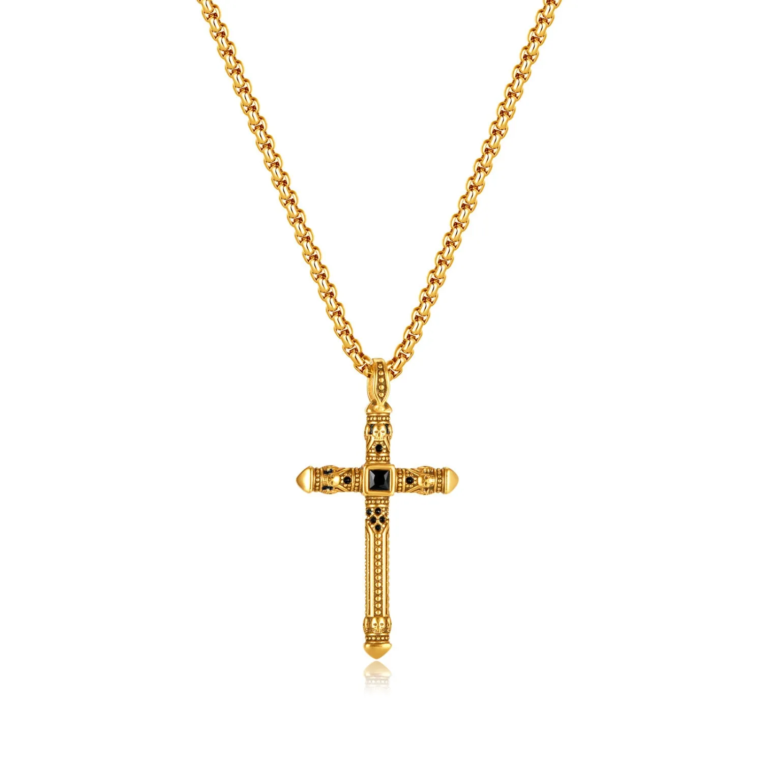 Wholesale Vintage Cross Titanium Steel Pendant Stainless Steel Punk Style Necklace light_wish_jewels