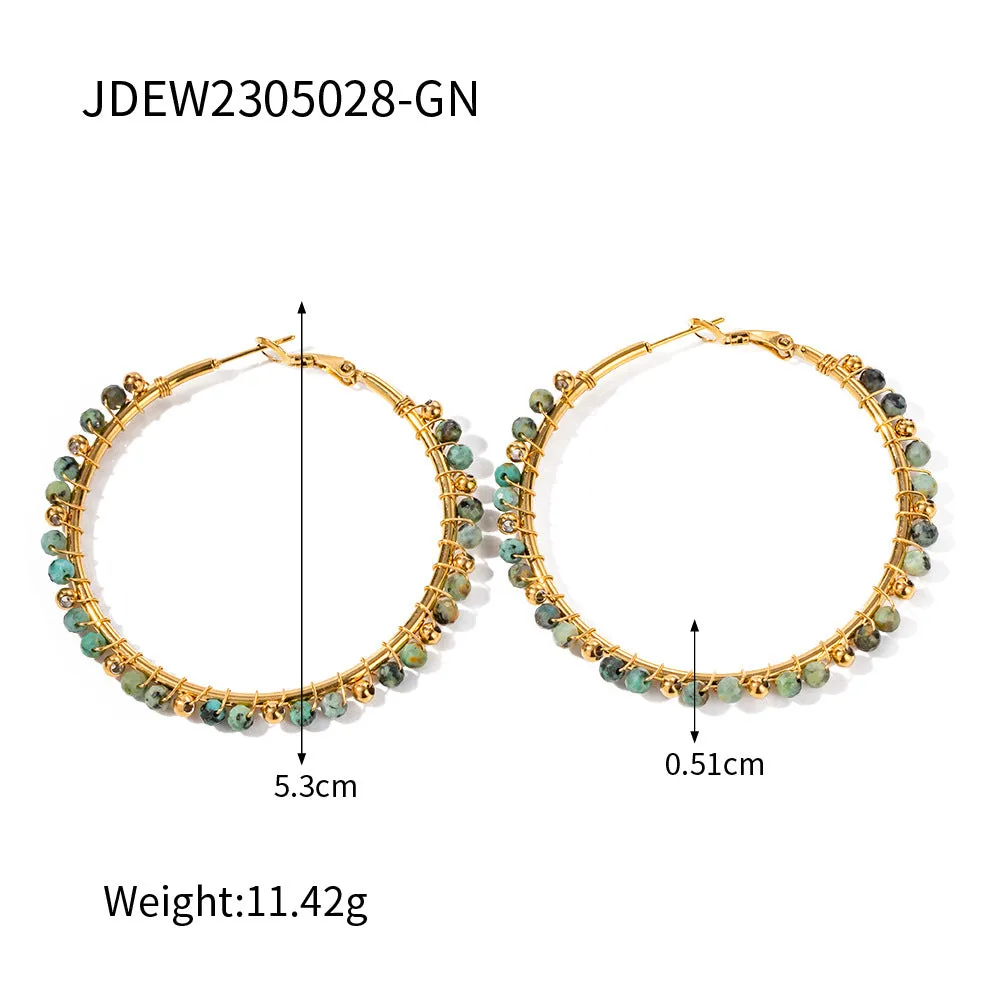 Wholesale Vintage Crushed Stone Stainless Steel Earrings