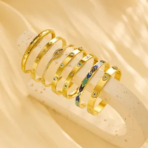 Wholesale Vintage Diamond Colored Zirconia Eye Titanium Steel Bracelet light_wish_jewels