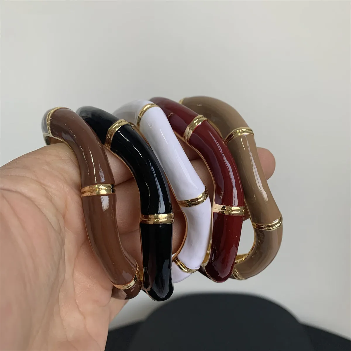 Wholesale Vintage enamel oil drip irregular wave open bracelet light_wish_jewels