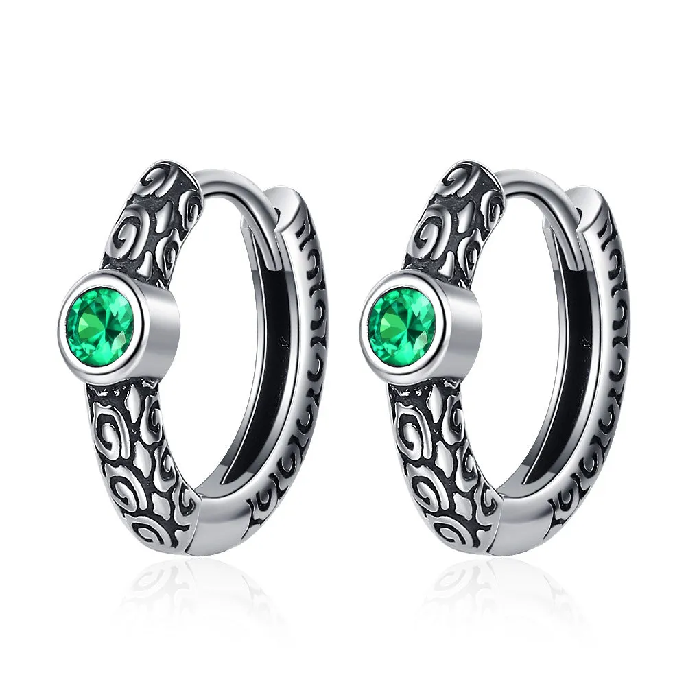 Wholesale Vintage Green Zirconia Copper Earrings