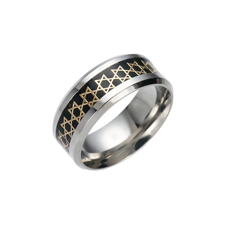 Wholesale Vintage Hollow Six-pointed Star Five-pointed Star 8mm Ring
