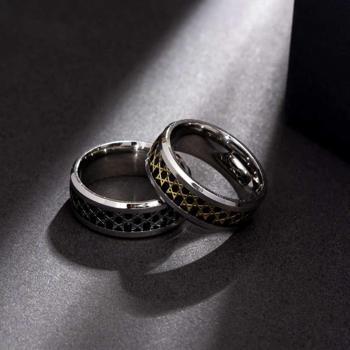 Wholesale Vintage Hollow Six-pointed Star Five-pointed Star 8mm Ring light_wish_jewels