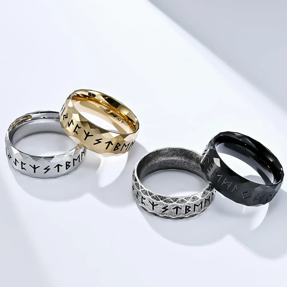 Wholesale Vintage Nordic Viking Rune Titanium Steel Ring light_wish_jewels