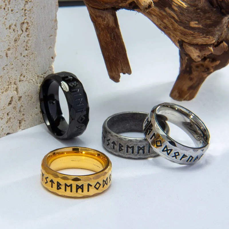 Wholesale Vintage Nordic Viking Rune Titanium Steel Ring