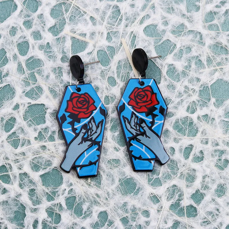 Wholesale Vintage Snake Rose Acrylic Earrings