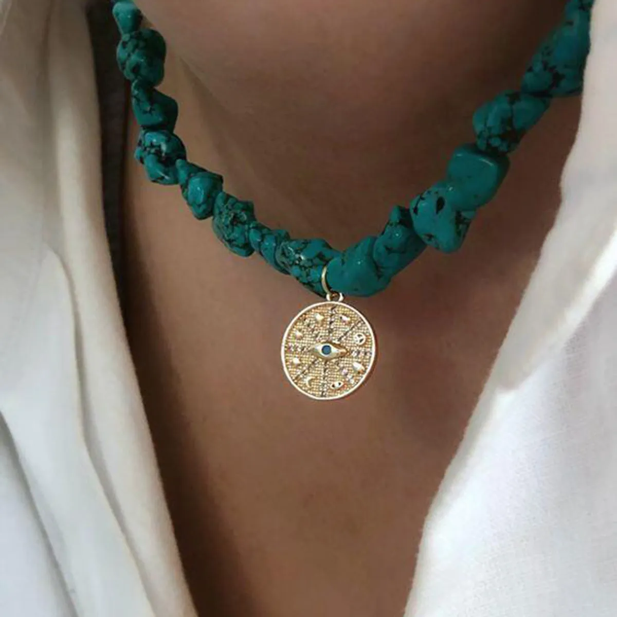 Wholesale Vintage Turquoise Necklace Collarbone Chain