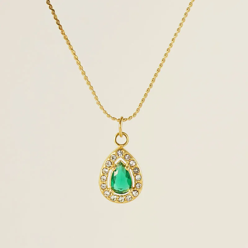 Wholesale Water drop zircon necklace female 18K stainless steel pendant clavicle chain
