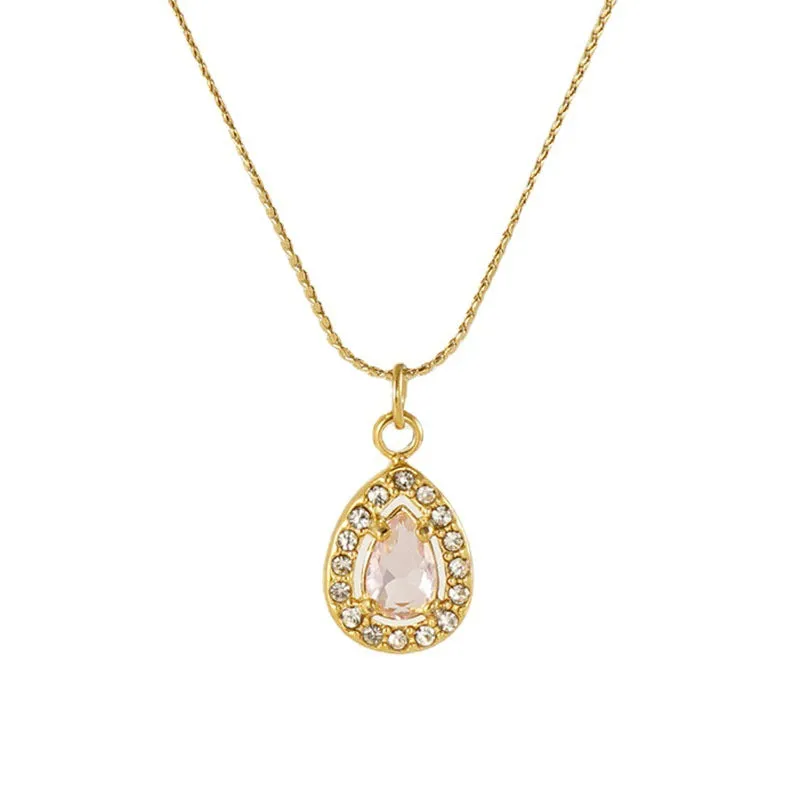 Wholesale Water drop zircon necklace female 18K stainless steel pendant clavicle chain