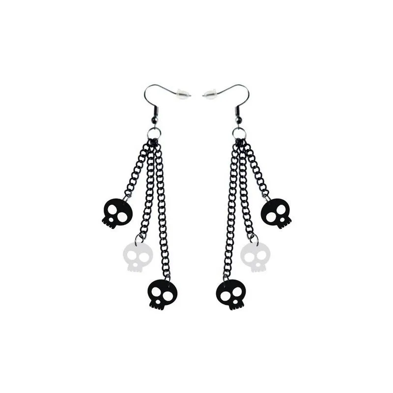 Wholesale Wholesale Halloween Acrylic Black Chain Bat Skeleton Spider Pumpkin Coffin BOO Ghost Earrings