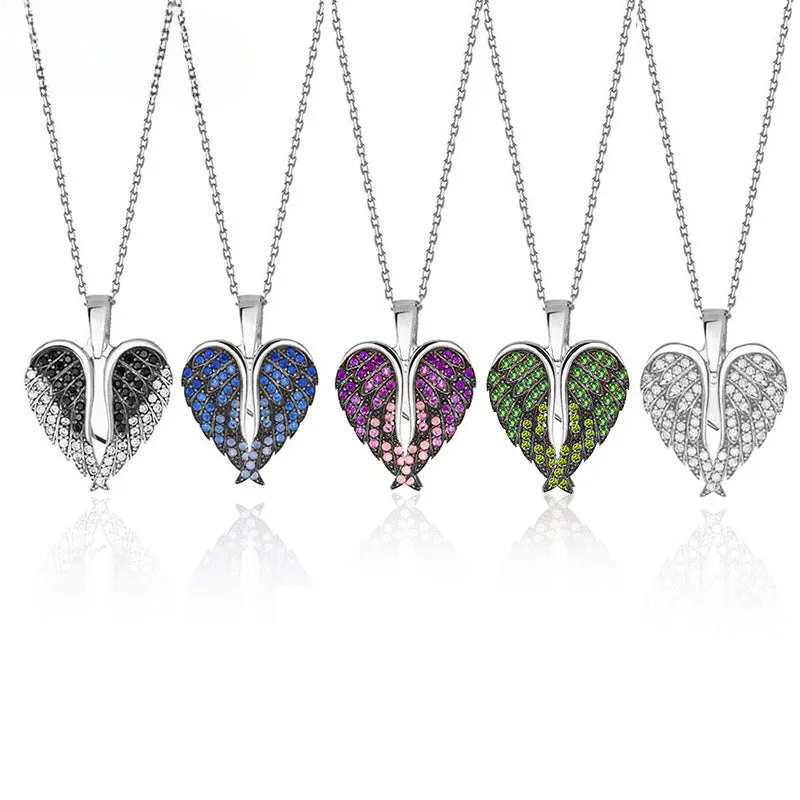 Wholesale Zircon Angel Wings Love DIY Engraving Necklace