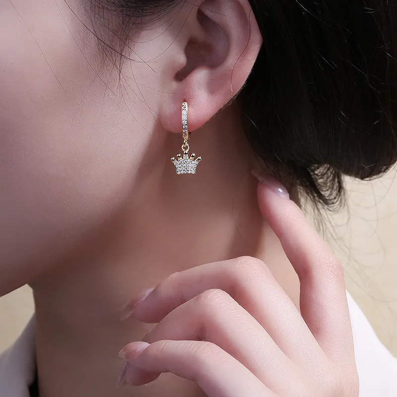 Wholesale Zircon Crown Copper Earrings