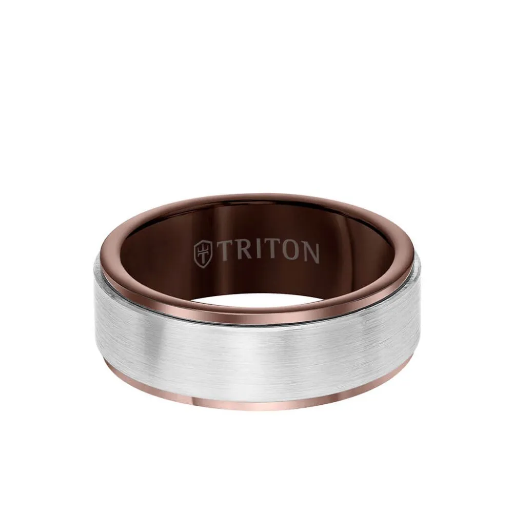 WHT/BROWN TNG WED BAND GTS 8MM CNTR MATTE CNTR BROWN TRIM 
