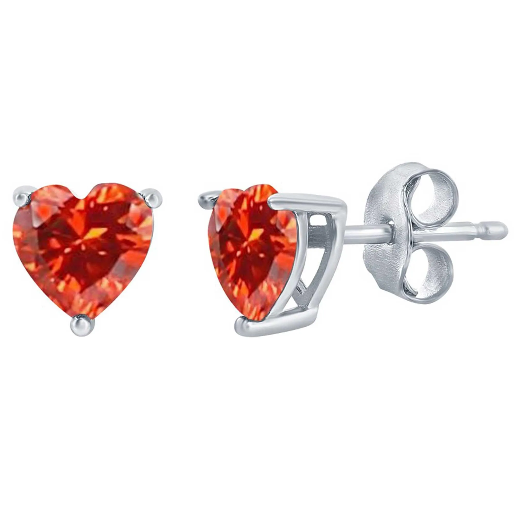 Women's Earrings - SS 6mm Burgundy "January" Heart Preciosa Crystal | D-8417 